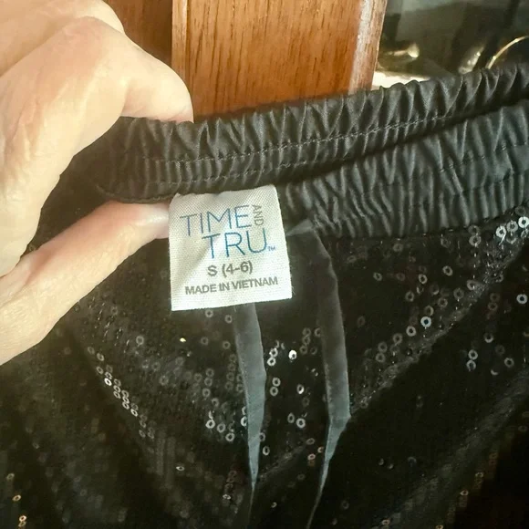 NWT Black Sequin Jogger Pants - Picture 4 of 4